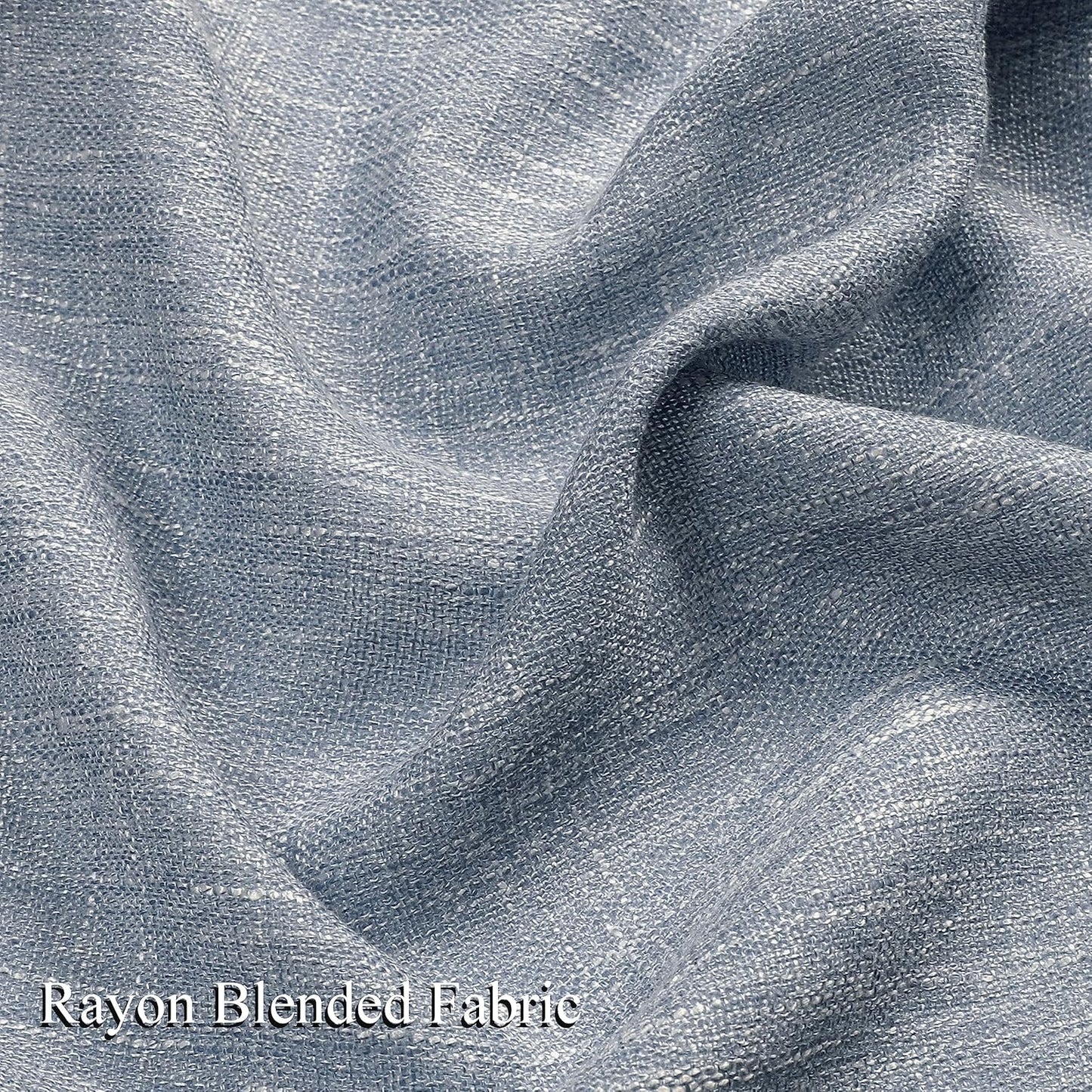 Vision Home Blue Pinch Pleated Semi Sheer Curtains Textured Light Filtering Window Curtains 90 inch for Living Room Bedroom Rayon Blended Chambray Blue Pinch Pleat Drapes with Hooks 2 Panels 40"Wx90"L