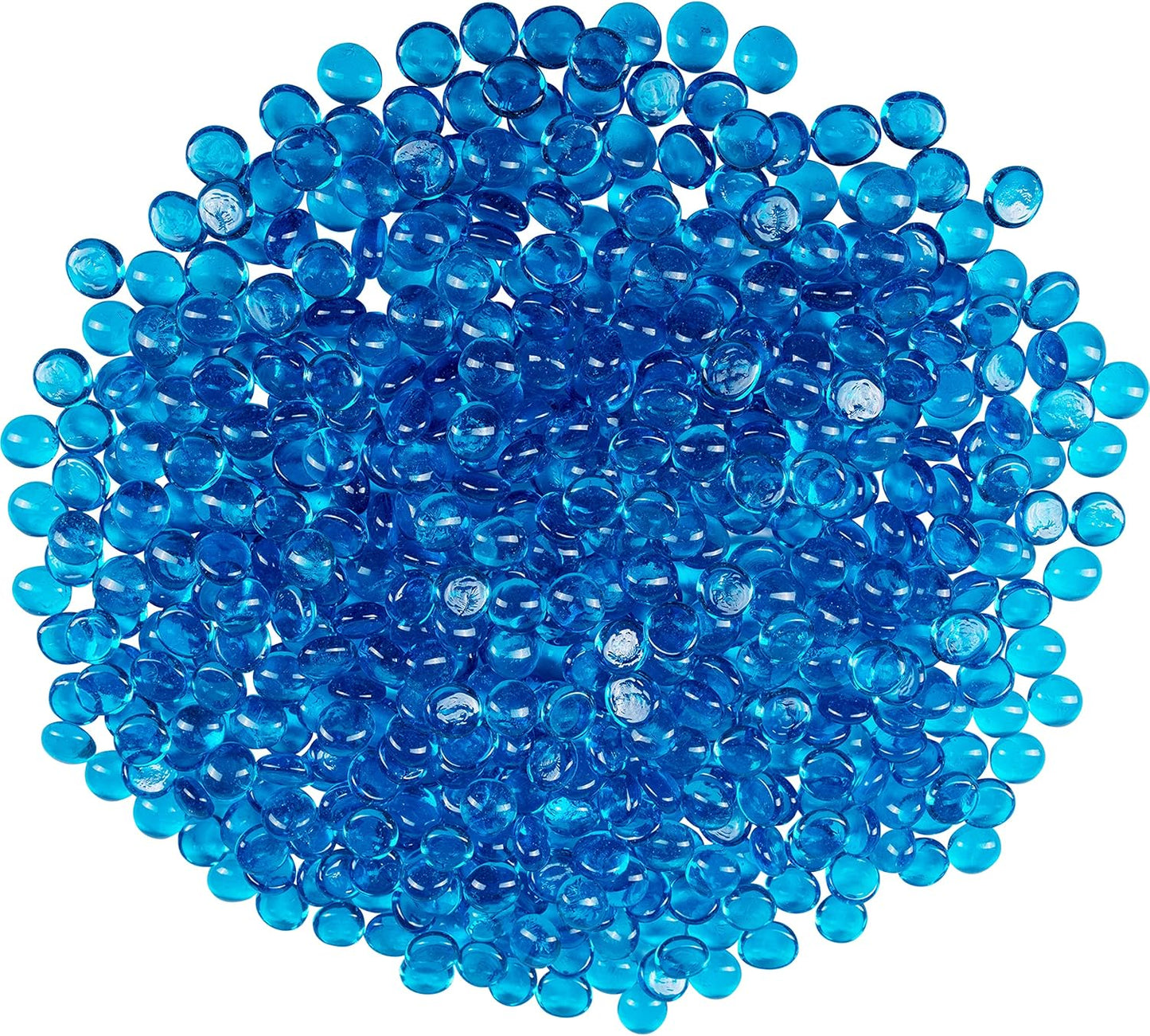 Galashield Flat Glass Marbles for Vases Blue Glass Gems Beads Pebbles Vase Filler (5 LBS, Approx. 540 PCS)