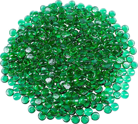 Galashield Flat Glass Marbles for Vases Green Glass Gems Beads Pebbles Vase Filler (5 LBS, Approx. 540 PCS)