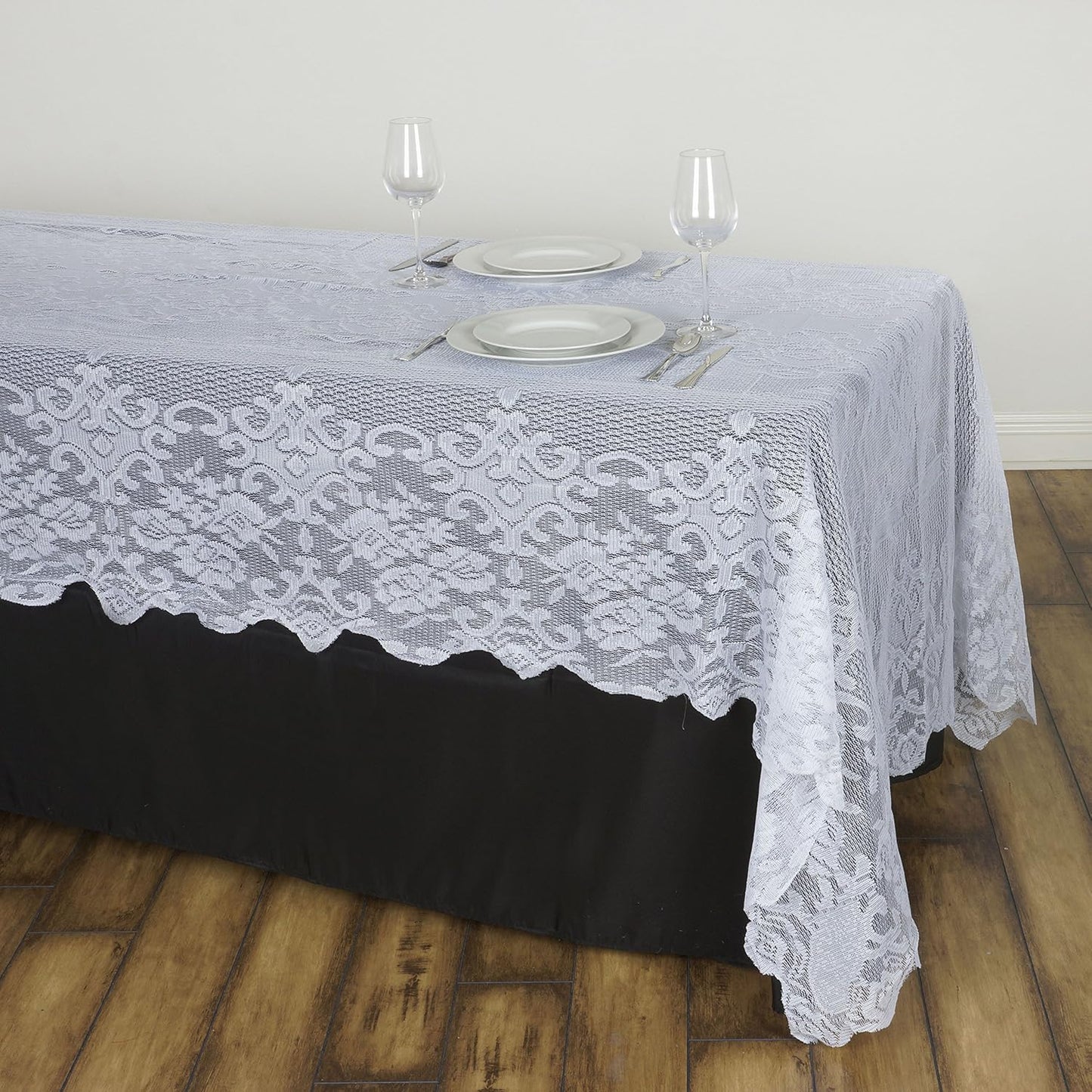 Tableclothsfactory Floral Lace Rectangle Tablecloth 60" x 126" - White