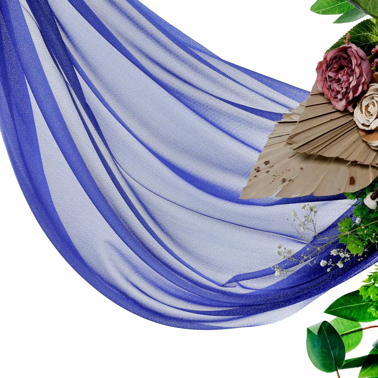 VDS Pack of 1 Panel (30 Inch X 30 Feet) Wedding Arch Draping Fabric Sheer Chiffon Fabric Drapery for Wedding Ceremony Reception Swag Backdrop Canopy Chuppah ARBO Altars Decoration (Royal Blue)