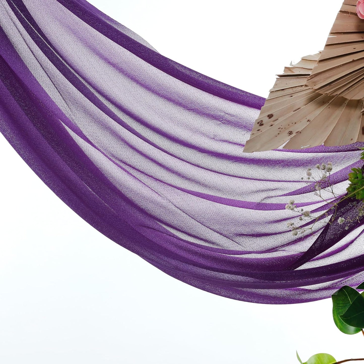 VDS Pack of 1 Panel (30 Inch X 30 Feet) Wedding Arch Draping Fabric Sheer Chiffon Fabric Drapery for Wedding Ceremony Reception Swag Backdrop Canopy Chuppah ARBO Altars Decoration (Purple)