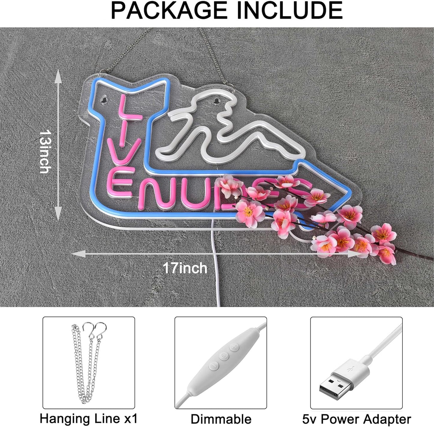 Neon Sign for Wall Décor LED Live Batchroom Changing Room Restroom Neon Lights Girls Art Signs with Dimmer for Man Cave Beer Bar Home Bedroom Hotel Pub Room Decor