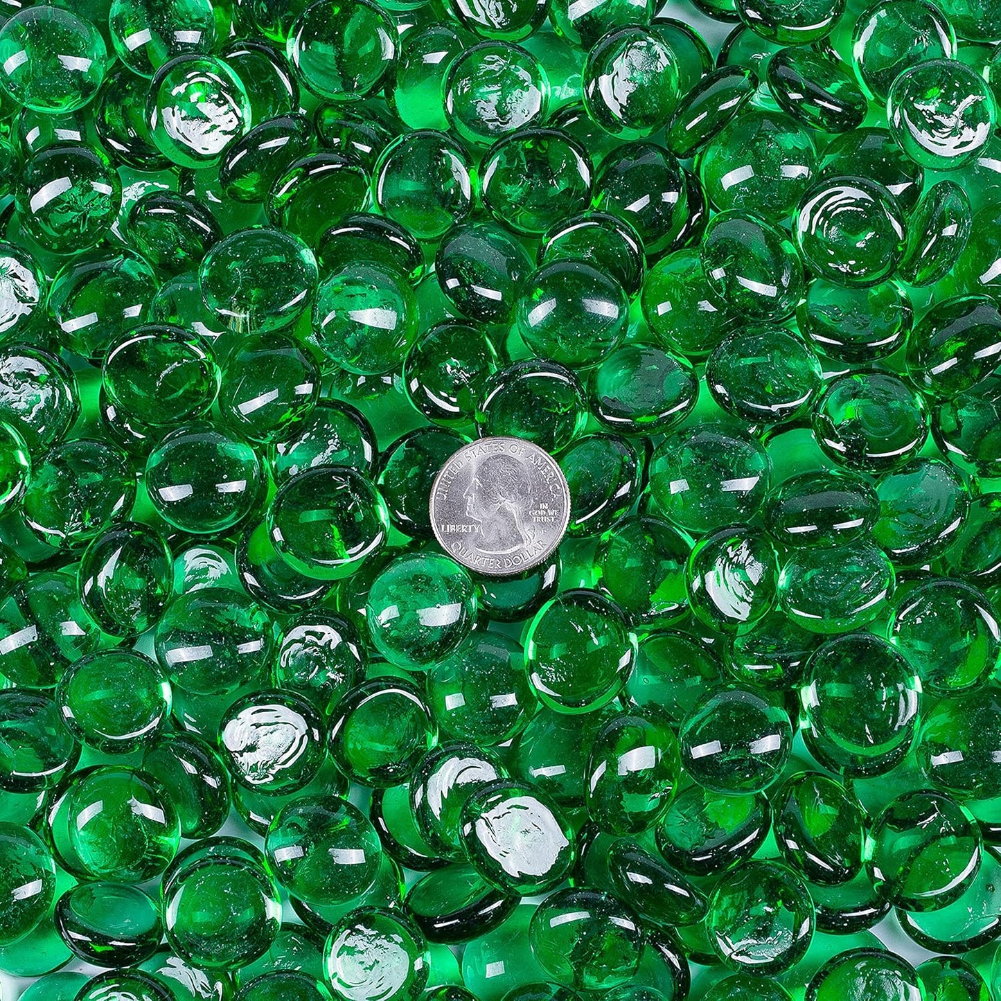 Galashield Flat Glass Marbles for Vases Green Glass Gems Beads Pebbles Vase Filler (5 LBS, Approx. 540 PCS)