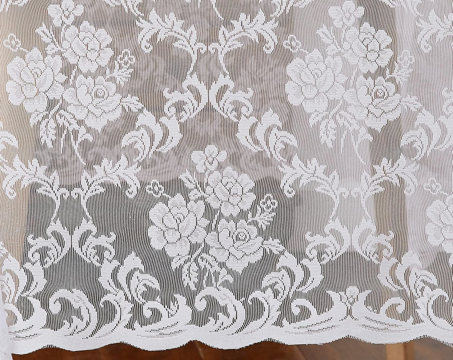 LinenZone White Rectangle Tablecloth for Rustic Vintage Decor. Sheer Lace Tablecloth Works Great for Wedding, Thanksgiving or Christmas Party (Mia TC 54 x 72, White)