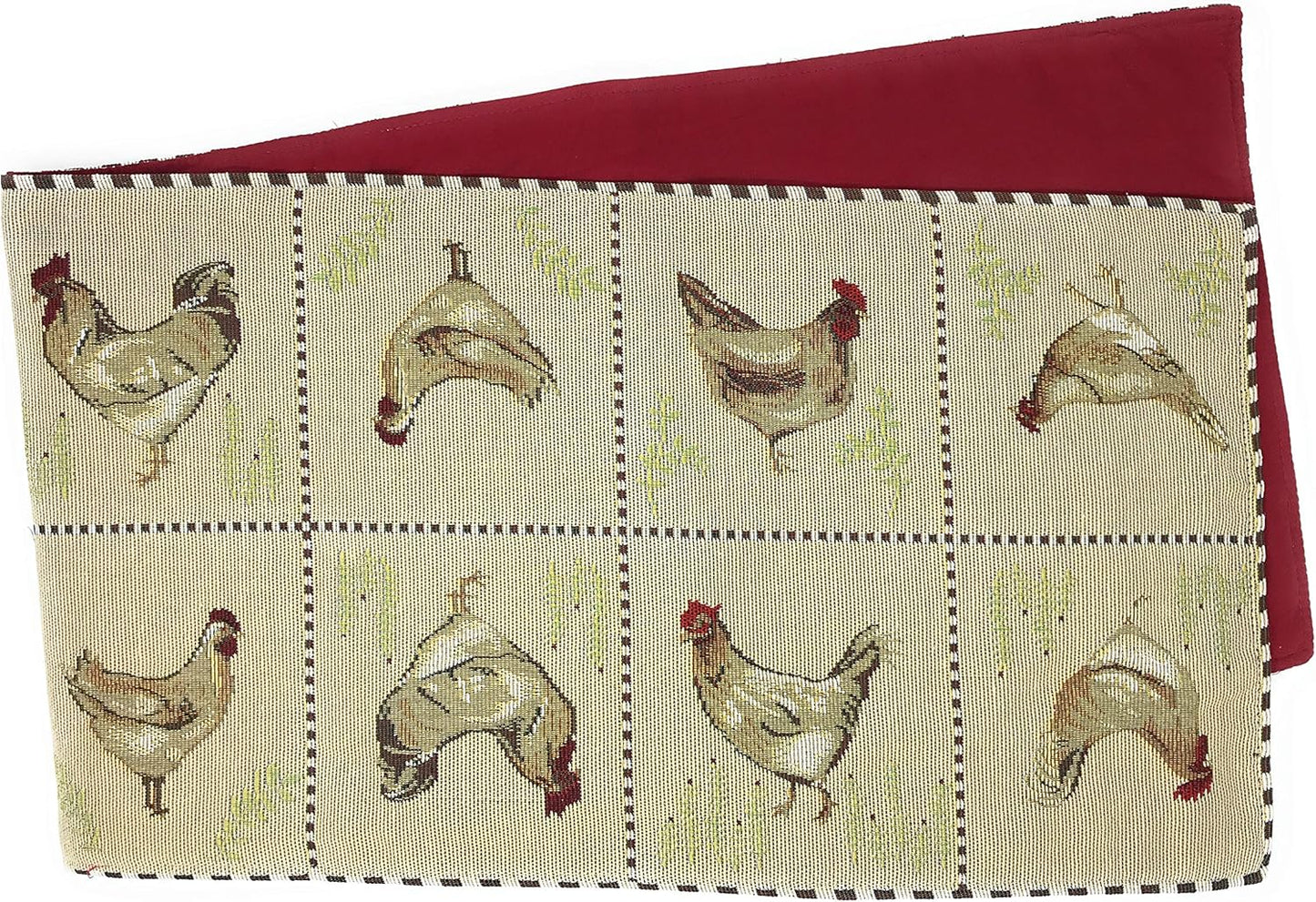 Tache Farmhouse Rooster Table Runner 90 inches Long Country Hens Chickens Antique Vintage Traditional Home Decorative Woven Tapestry Long Kitchen Dining Table Runners, 13x90