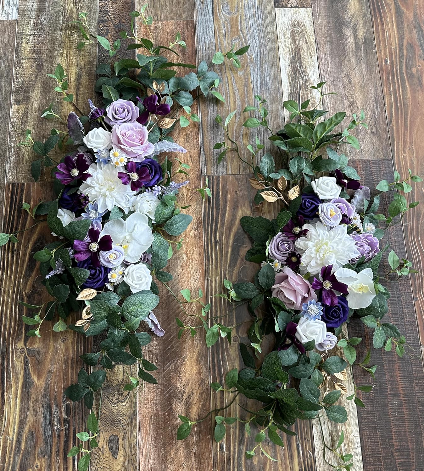 Wedding Arch Flower Kit of 2 - Artificial Flower Swag Wedding Welcome Sign Decorative Floral Swags for Wedding Reception Ceremony Signs Wedding Chair Ceremony Floral Decor (Lilac & Ivory)