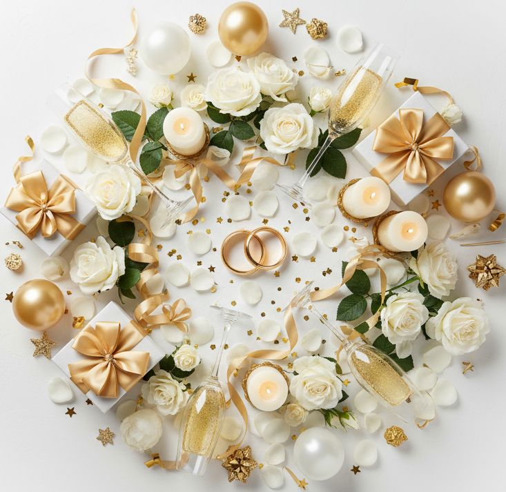 circle photo of party and wedding supplies